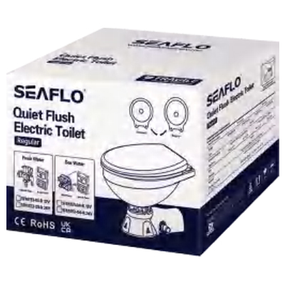 QuietFlush Pro Marine Electric Toilet – Seawater Flush, Macerator Pump Included